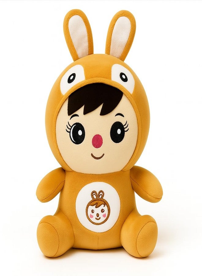Fun4you Cute Boy Doll with Bunny Cap | Soft & Huggable 25 CM Plush Toy for Kids | Washable Safe Stuffed Toy for Birthdays | Brown (Pack of 1) - Image 1